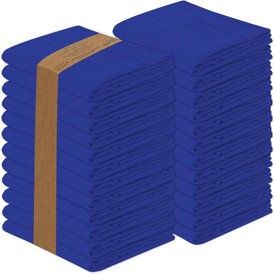 RUVANTI Flour Sack Towels 24 Pack 28x28 Inch, 100% Cotton Tea Towel, Reusable, Machine Washable, Absorbent BarTowels - Dish Cloth Perfect for Drying Dishes & Cleaning - Navy