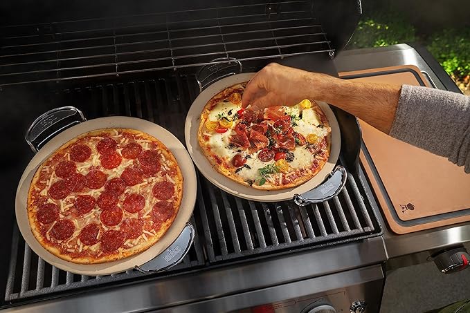 Weber Gourmet BBQ System Pizza Stone with Carry Rack,16.7" Long