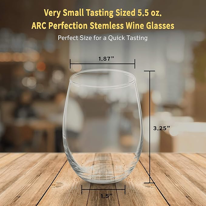 DISCOUNT PROMOS Stemless Wine Glasses by ARC 5.5 oz. Set of 12, Bulk Pack - Perfect for Hotel, Bar, Restaurant or Lounge - Clear