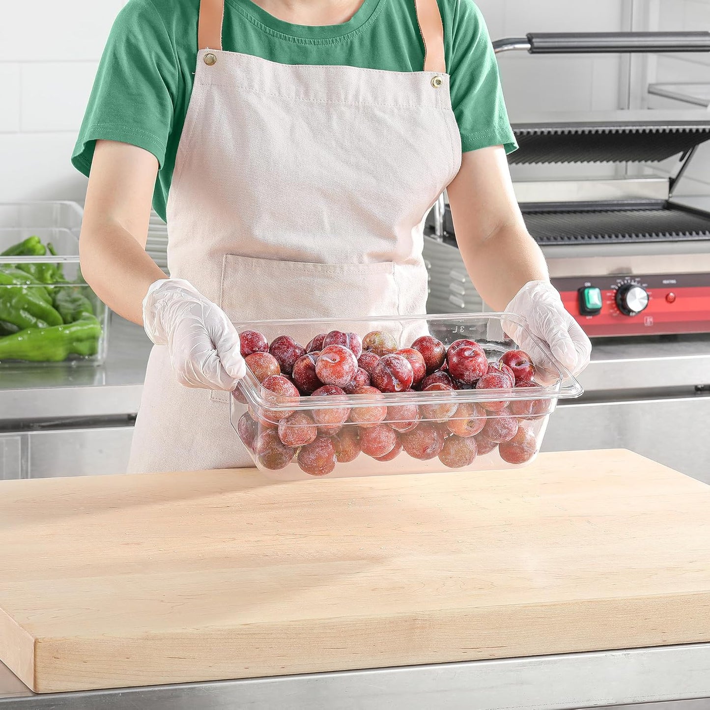 6-Pack 1/3 Size Food Pan 4 Inch Deep BPA Free Polycarbonate Food Storage Containers for Kitchen Stackable Clear Hotel Pan for Buffet Party Supplies Freezer Safe