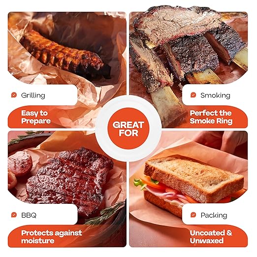 Peach Butcher Paper 36" x 2160" (180 feet) - USA-Made Natural Butcher Paper Roll for Meat and Fish - Uncoated, Unwaxed & Food-Grade Material for Smoking Meat, Grilling & BBQ by IDL Packaging