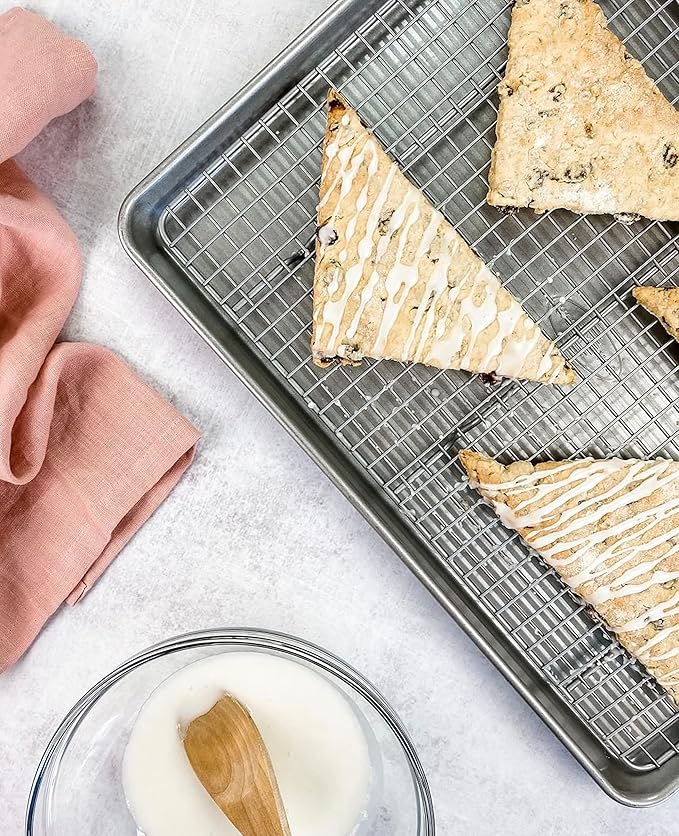 USA Pan Bakeware Half Sheet Baking Pan and Bakeable Nonstick and Cooling Rack Set, Metal