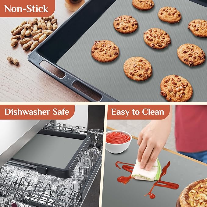 Silicone Baking Mat, 16 IN x 10 FT Free Cutting Baking Sheet, Non-Stick Reusable Dough & Pastry Mat, Non-Slip Silicone Mat Roll for Air Fryer Liner, Freeze Dryer, Oven Baking Pan, Kitchen Counter