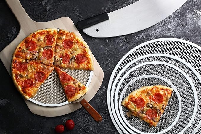 New Star Foodservice 50943 Restaurant-Grade Aluminum Pizza Baking Screen, Seamless, 10-Inch, Pack of 6