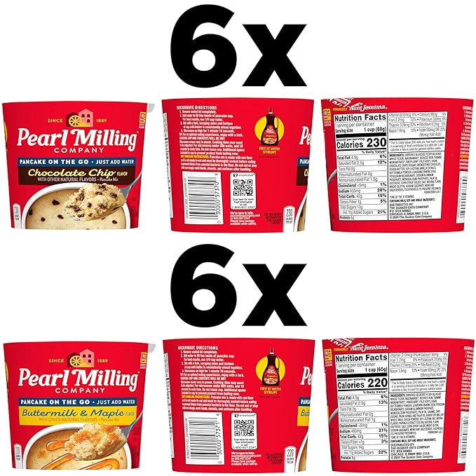 Pearl Milling Company Pancake Cups, 2 Flavor Variety, 2.11 Oz, Pack of 12