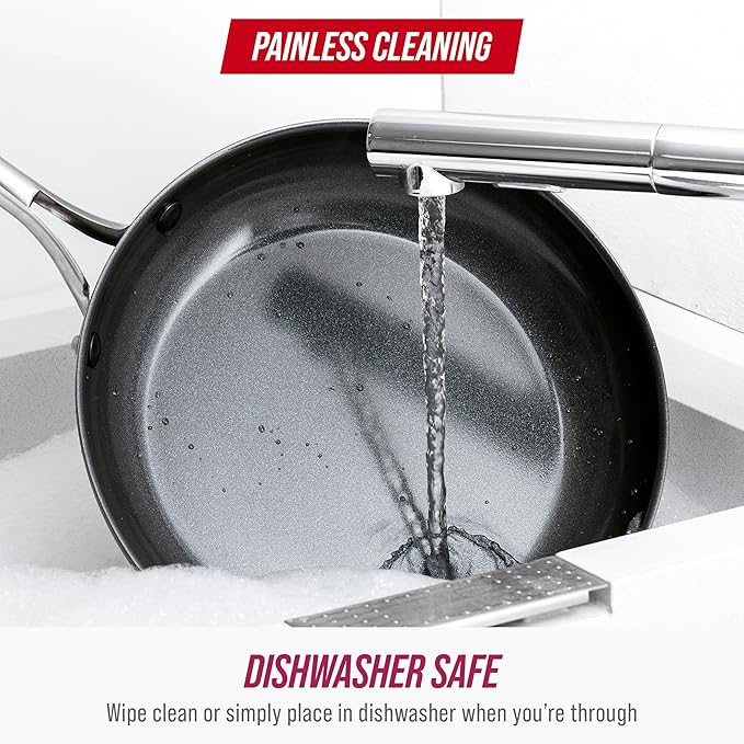 Blue Diamond 8" Nonstick Frying Pan Skillet, Diamond Infused PFAS & PTFE-Free Ceramic Pot, Dishwasher & Oven Safe, Stay Cool Handle, Durable Non Toxic Metal Utensil Safe, Egg & Omelet Pan, Pink