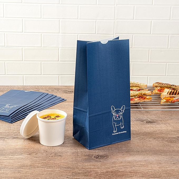 Restaurantware Bag Tek 8 LB Disposable Lunch Bags 100 Sturdy Take Out Bags - Flat Bottom Great For Restaurants Cafes And Bakeries Frenchie Paper Popcorn Bags Versatile For Grocery And More