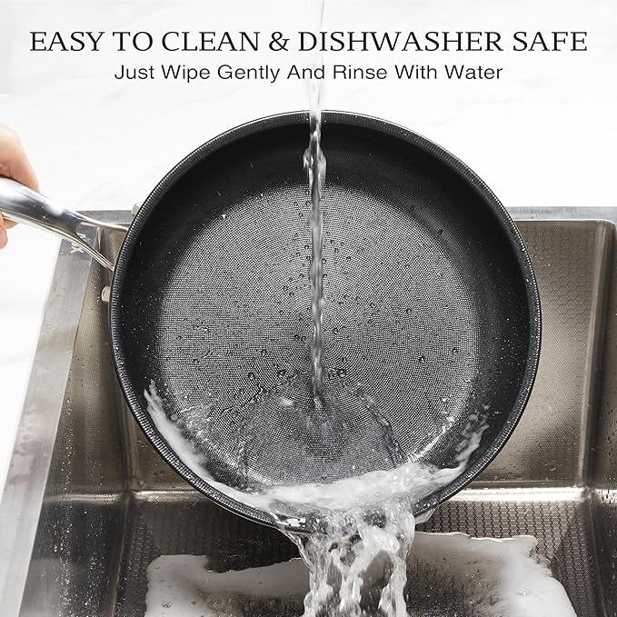 KITEXPERT Non Stick Frying Pans Set - 2 Piece (10, 12") Titanium Ceramic Pan with Lids, Nonstick Skillet Stainless Steel, PFAS PFOA & PTFE Free, Dishwasher & Oven Safe, All Cooktops Compatible