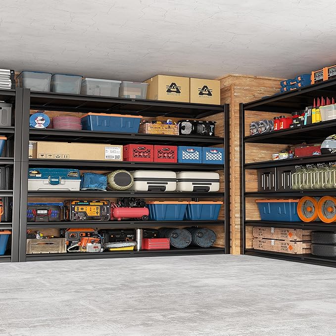 REIBII Storage Shelves, 55.1" W Garage Shelving Heavy Duty, Shelving Unit Load 3500LBS, Adjustable 6-Tier Metal Shelving for Commercial Pantry, Warehouse, Basement, 55.1" W x 25.8" D x 84.1" H