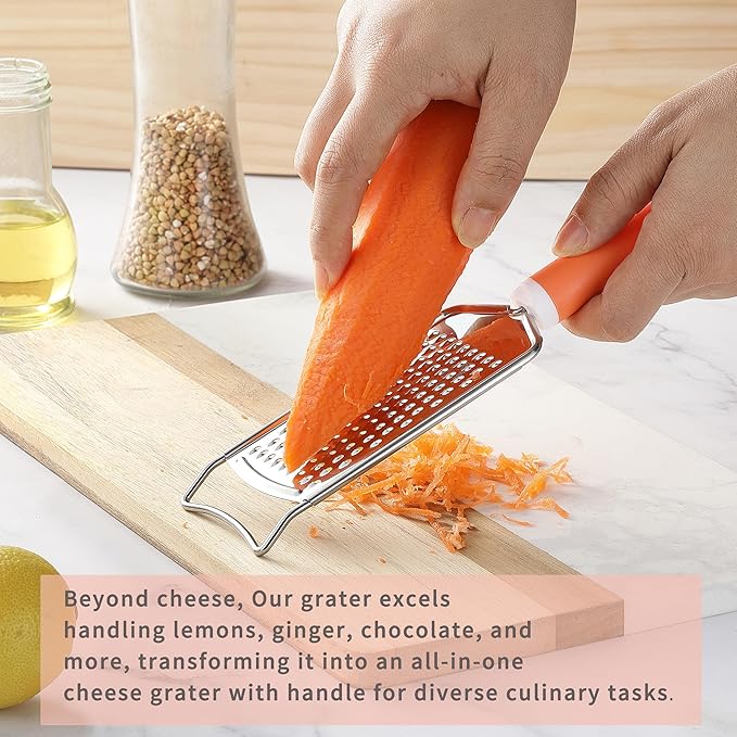Cheese Grater with Handle, Vituer Stainless Steel Graters for Kitchen, Cheese Grater Lemon Zester Handheld, Great for Cheese, Ginger, Chocolate, Spices and More, Dishwasher Safe