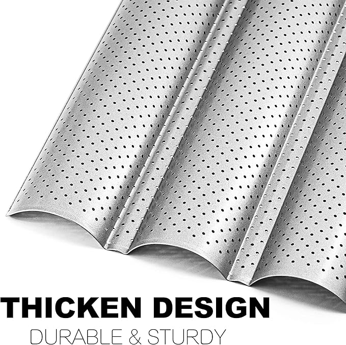 Anaeat Nonstick Perforated French Bread Baking Pan, 15"X 13" Premium Toast Mold, Silver