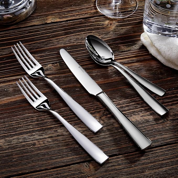 KEAWELL Premium 20/45/65 Piece Louis Silverware Set, 18/10 Stainless Steel, Service for 4/8/12, Fine Flatware Set, Dishwasher Safe (20)