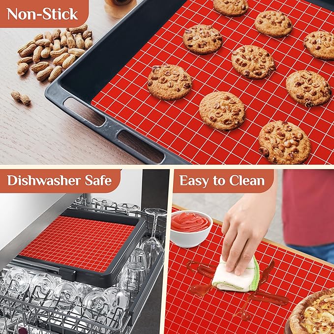 Silicone Baking Mat, 16 IN x 6 FT Free Cutting Baking Sheet,Non-Stick Reusable Dough & Pastry Mat,Non-Slip Silicone Mat Roll for Air Fryer Liner,Freeze Dryer,Oven Baking Pan,Kitchen Counter