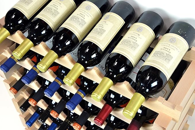 sfDisplay.com,LLC. Modular Wine Rack Beechwood 40-120 Bottle Capacity 10 Bottles Across up to 12 Rows Newest Improved Model (60 Bottles - 6 Rows)