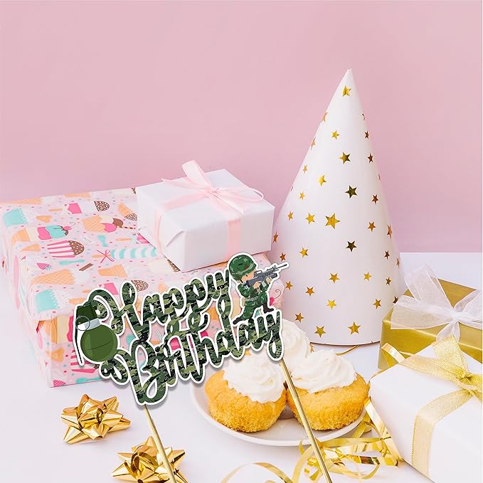 Seyal® Cool Army Trops Happy Birthday Cake Topper