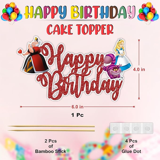 Seyal® Alice in Wondrland Happy Birthday Cake Topper
