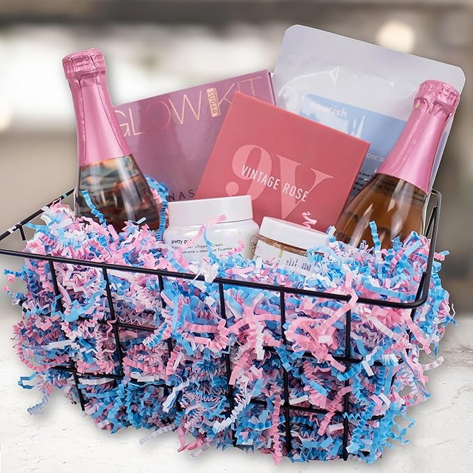 MagicWater Crinkle Cut Paper for Gift Baskets - 2LB - Baby Blend - Perfect for Shredded Paper Filler, Basket Filler, Gift Boxes, Bridesmaid Gifts, Halloween Stuffers & More – Ideal for All Occasions