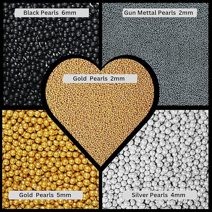 Confect Edible Galaxy Sprinkles | Sprinkles for Cakes & Cupcakes Decoration | pack of 5 Mix Black, Champagne Gold, Sliver, Grey & Golden Pearl | Vegan, Gluten-Free, Nut-Free, Soy-Free, Dairy-Free, Palm Oil-Free- 5 Oz