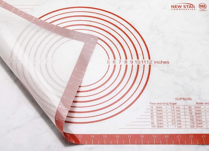 New Star 1029017 Non-Slip Silicone Pastry Mat, Extra Large with Measurements, 16x26'', NSF Certified