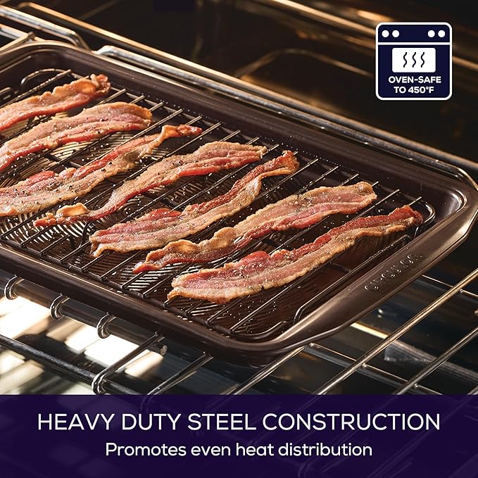 Circulon Nonstick Bakeware Set with Nonstick Cookie Sheet / Baking Sheet and Cooling Rack - 2 Piece, Chocolate Brown