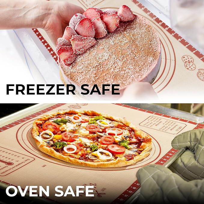 Zulay Kitchen Silicone Baking Mat Sheet - Reusable Silicone Baking Sheet - Easy & Convenient Nonstick Baking Supplies - Mats for Baking - Oven Safe - 16.5"x11.6" (Light Red)