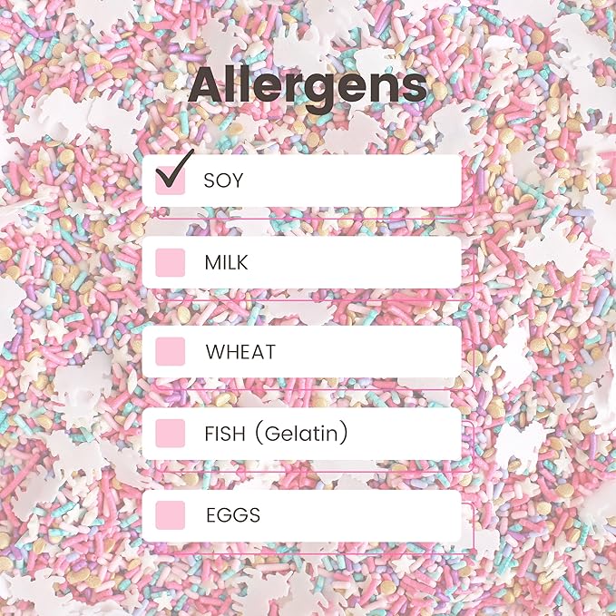 Sprinkle Pop Party Like A Unicorn Sprinkle Mix| Rainbow Sprinkles Heavy on Pink Gold Jimmies with ~20 Unicorn Wafer Papers| Birthday Sprinkles Made in USA for Decorating Cake Cupcakes Cookie, 4oz