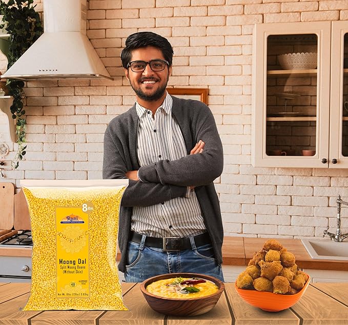 Rani Moong Dal (Split Mung Beans Without Skin) Lentils Indian 128oz (8lbs) 3.63kg x Pack of 5 (Total 40lbs) Bulk ~ All Natural | Gluten Friendly | Non-GMO | Kosher | Vegan | Indian Origin