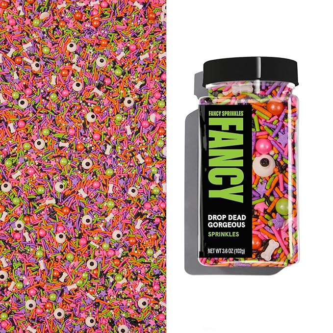 Fancy Sprinkles Limited Edition Halloween Drop Dead Gorgeous Sprinkles Dessert Decorating Sprinkles, Real Sugar, Edible Glitter, For Ice Cream, Cookies, Cakes and Cupcakes (0.5c)