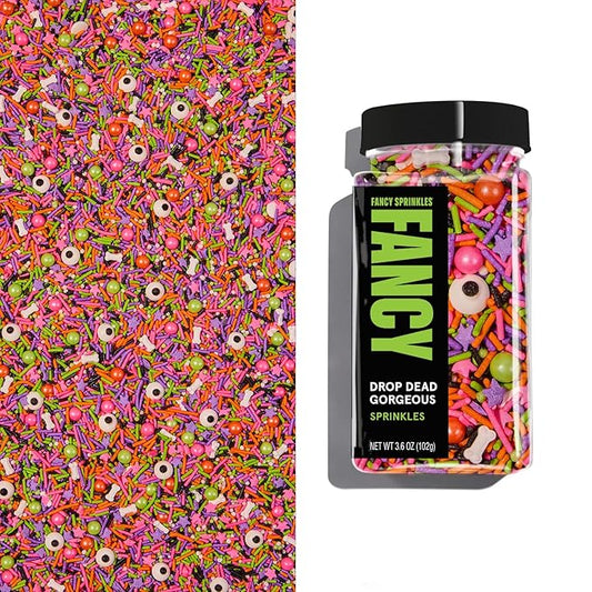 Fancy Sprinkles Limited Edition Halloween Drop Dead Gorgeous Sprinkles Dessert Decorating Sprinkles, Real Sugar, Edible Glitter, For Ice Cream, Cookies, Cakes and Cupcakes (0.5c)