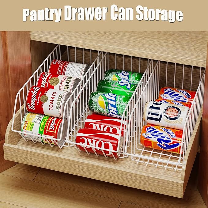 4 Tier Stackable Can Organizer For Pantry, Canned Goods Organizers And Storage For Kitchen, Soup Soda Can Dispenser For Pantry (L 15.35in X W 5.78in X H 25.59in) (white, 4-pack)