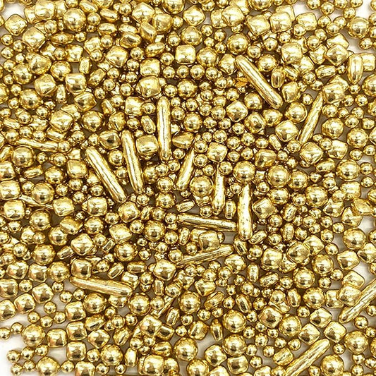 Weraru Edible Gold Sprinkles Pearl Mix Candy Mixing Size Baking Edible Cake Decorations Cupcake Toppers Cookie Decorating Celebrations Wedding Shower Party Chirstmas Supplies 130g/ 4.6oz