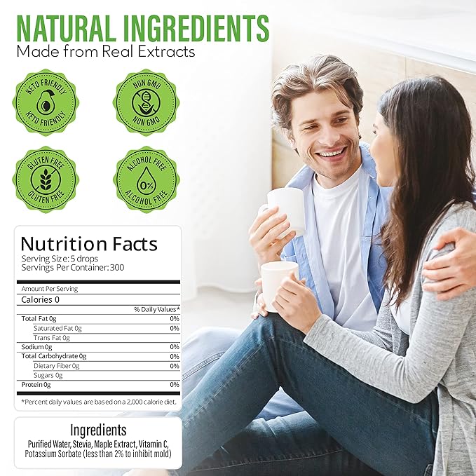 Stevia Select Maple Flavored Liquid Stevia – Zero Calorie Coffee, Tea, Drink & Baking Sweetener, All-Natural, No Erythritol, Keto-Friendly Sugar Alternative, 300 Servings – 2 Oz (1 Pack)