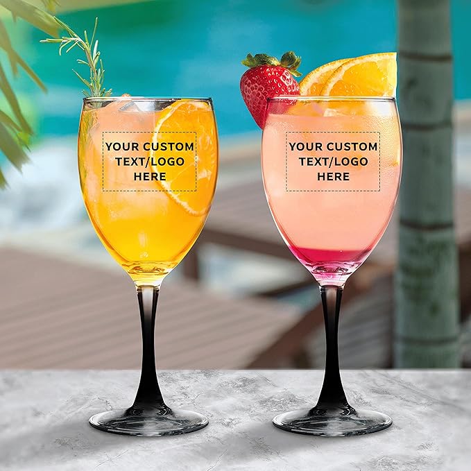 Custom Nuance Wine Glasses by ARC 10.5 oz. Set of 50, Personalized Bulk Pack - Restaurant Glassware, Perfect for Red Wine, White Wine, Cocktails - Black