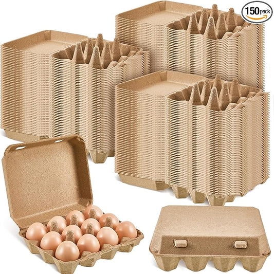 Rtteri 150 Pieces Paper Pulp Egg Cartons 3x4 Style Vintage Blank Egg Cartons for Fresh Duck Quail Storage Kitchen Family Farmhouse