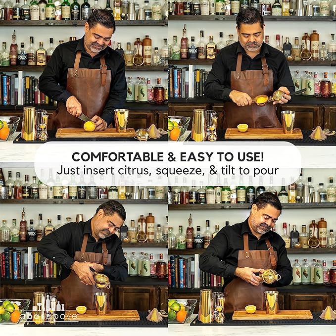 A Bar Above Stainless Steel Hand Juicer, Heavy Duty Citrus Press for Cocktails, Fruit Juice Squeezer for Lemons, Limes, and Oranges, Manual Juicer for Bartenders, Home Bars, and Mixology Kits