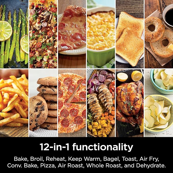 Ninja DCT451 12-in-1 Smart Double Oven with FlexDoor, Thermometer, FlavorSeal, Smart Finish, Rapid Top Convection and Air Fry Bottom , Stainless Steel