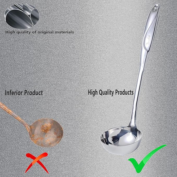 High Grade Soup Ladle,Cooking Ladle for Soup,Heat-proof Design of Hollow Handle,Stainless Steel Kitchen Utensil（4ouce/13.5 Inch)
