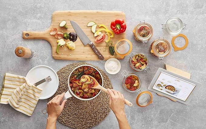 Le Parfait Super Jar, Canning Jars, 500mL French Glass Canning Jar w/Round Body, Glass Jars With Airtight Lid, Canning Jars Wide Mouth, Glass Jar w/Lid, Clear Jars, Clear Glass Jars (16oz/Pint, 6 pk)