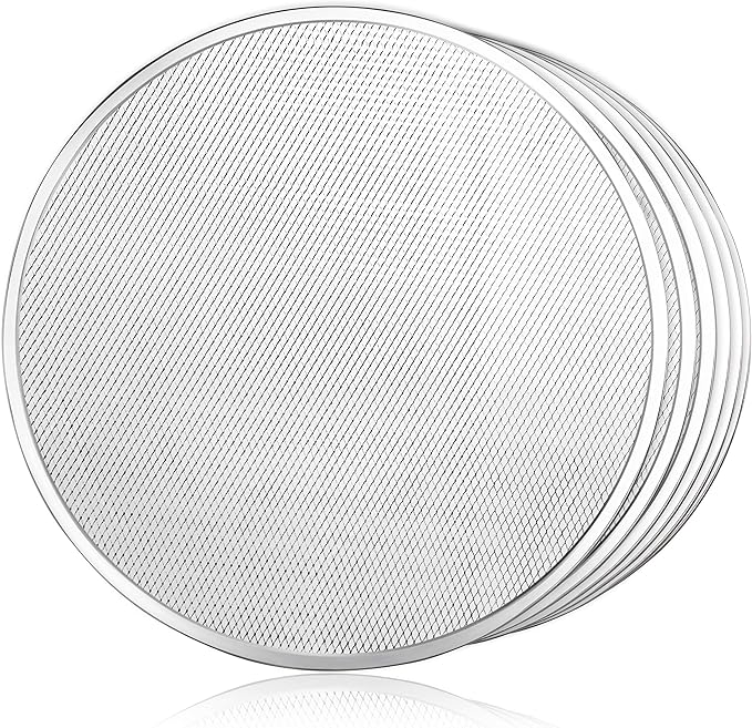 New Star Foodservice 50998 Restaurant-Grade Aluminum Pizza Baking Screen, Seamless, 20-Inch, Pack of 6