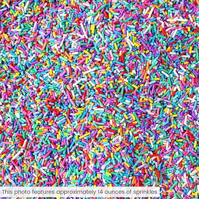 Ultimate Unicorn Rainbow Jimmies Sprinkle Mix| Sprinkles Made In USA By Sprinkle Pop| Yellow Red White Blue Purple Sprinkles Jimmies For Decorating Princess Birthday Cakes Cookies Cupcakes Candy, 2oz
