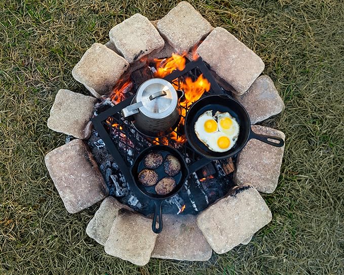 Amazon Basics Heavy-Duty Portable Camping Grill Grate for Campfire Cooking, Black