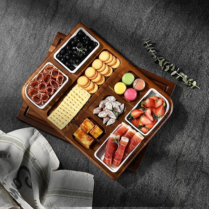 Shanik Premium Charcuterie Board - Magnetic Cheese and Meat Double-Sided Serving Tray and Cutting Board - Gift for Any Occasion Quality Assured Without Engraving