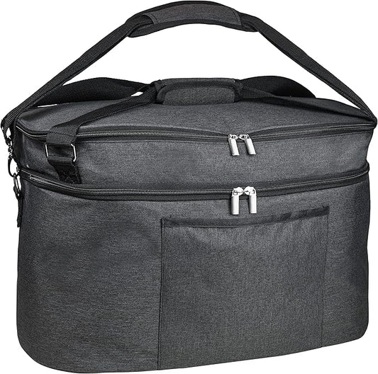 Slow Cooker Bag Slow Cooker Carrier Travel Bag for 6-8 Quart Pots Locking Travel Bag with Secure Zip & Accessory Pocket Insulated Carrier, Pot Holder Carrying Bags with Easy to Clean Inner Lining