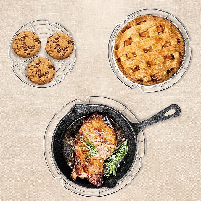 KITCHENATICS Round Cooling Racks for Cooking & Baking, Stainless Steel Steamer Rack, Canning Rack, Cake Cooling Rack - Circle Wire Cooling Rack for Air Fryer, Instapot, Cake Pans - 3PC 7.5", 9", 10.5"