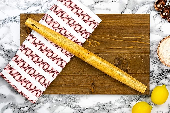 French Rolling Pin – 18 Inch Wooden Dough Roller for Baking Pizza, Pie Crust, Cookies & Pasta | Essential Kitchen Tool & Gift for Bakers, Chefs & Home Cooks