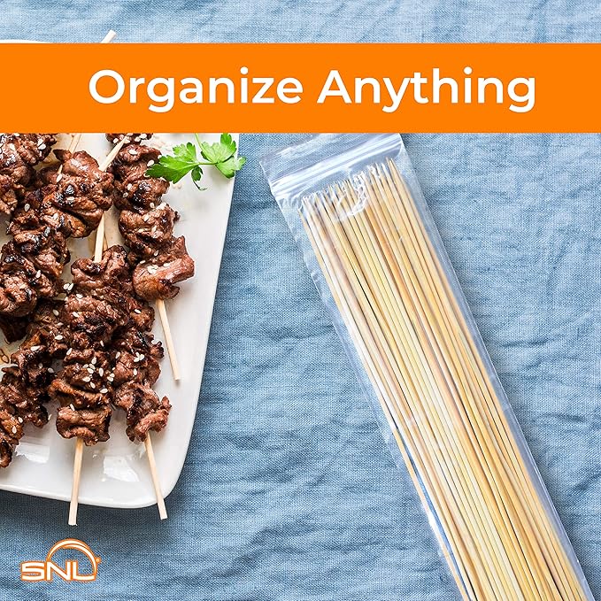 SNL Quality Zipper Lock Reclosable Clear Disposable Plastic Bags, Strong | 3" X 12" - 2 MIL - 100 Bags