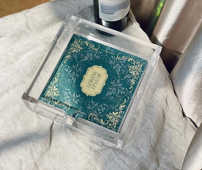 IEEK Acrylic Cocktail Paper Napkin Holder,Decorative Clear Cocktail Napkin Caddy Beverage Napkin holder,Pack of 1