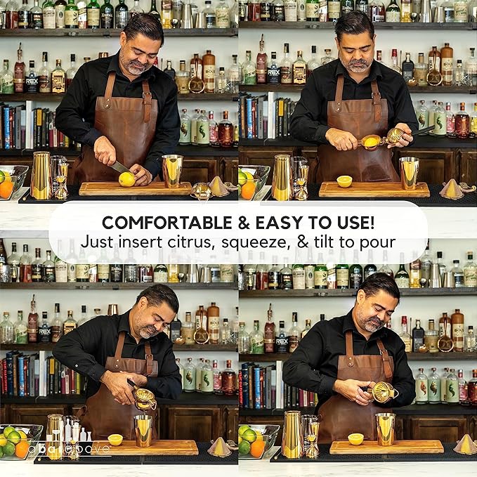 A Bar Above Gold Hand Juicer, Heavy Duty Stainless Steel Citrus Juicer for Cocktails, Fruit Juice Press for Lemons, Limes, and Oranges, Premium Manual Squeezer for Bartenders and Home Bar Use