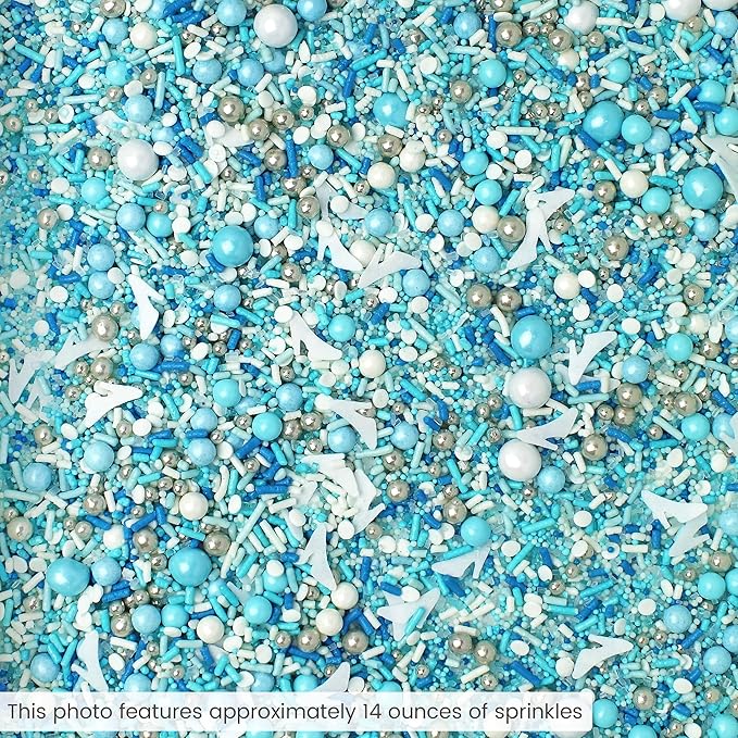 Sprinkle Pop Glass Slipper Princess Sprinkle Mix| Blue White Sprinkles with ~10 Frozen Shoe Wafer Paper and Silver Dragees| Girl Sprinkles Made in USA for Decorating Birthday Cupcakes Cake Donuts, 2oz