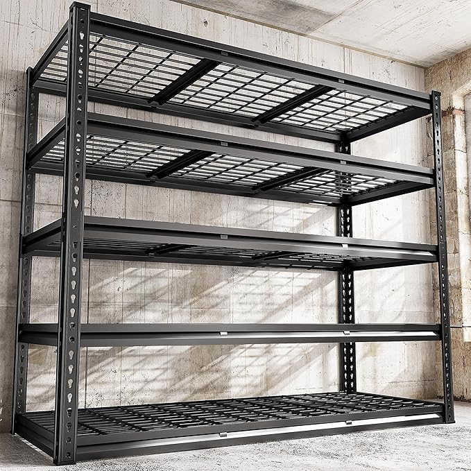 REIBII 48" W Garage Shelving 3000LBS Metal Shelving Heavy Duty Storage Shelves Adjustable Metal Shelf Industrial Pantry Shelves for Warehouse Garage Basement 48" W x 24" D x 72" H